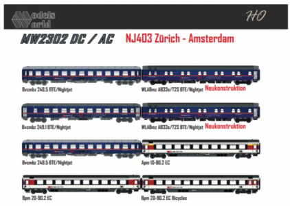 MW2302DC LS Models 8-delige set NightJet NJ403 Amsterdam - Zürich DC